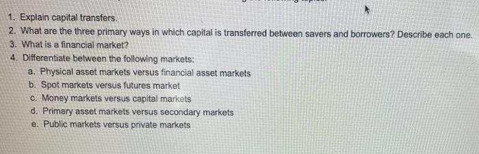 Solved 1 Explain Capital Transfers 2 What Are The Three Chegg