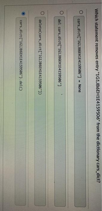 Solved which statement removes entry 1g1jb6eh1e4159506 chegg