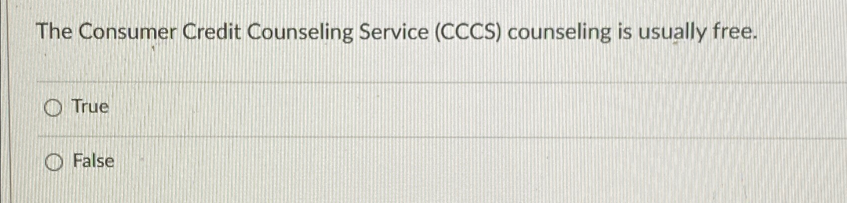 Solved The Consumer Credit Counseling Service (CCCS) | Chegg.com