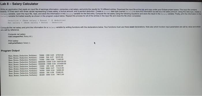 Solved Lab 8 - Salary Calculator Write an application that | Chegg.com