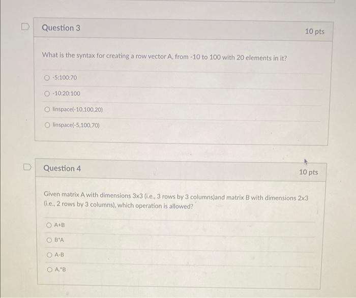 Solved D Question 1 10 pts Which of the following choices is | Chegg.com