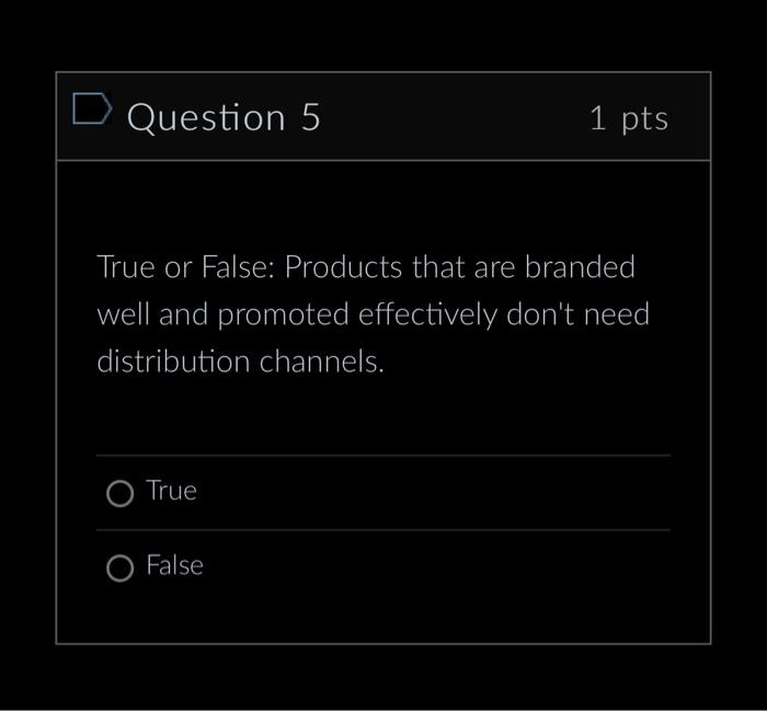 Solved Question 5 1 pts True or False: Products that are | Chegg.com