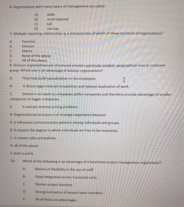 Solved Multiple choices questions 1- An organization | Chegg.com