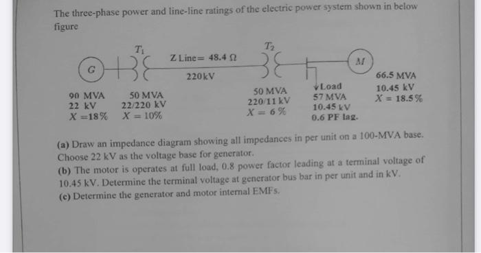 The three-phase power and line-line ratings of the | Chegg.com