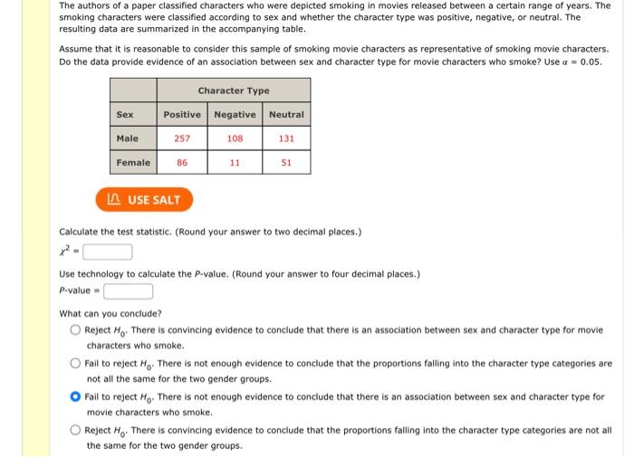 Solved The authors of a paper classified characters who were | Chegg.com