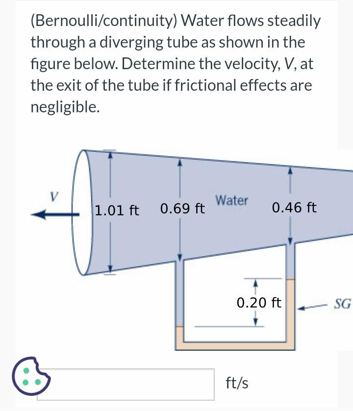 Solved (Bernoulli/continuity) Water flows steadily through a | Chegg.com