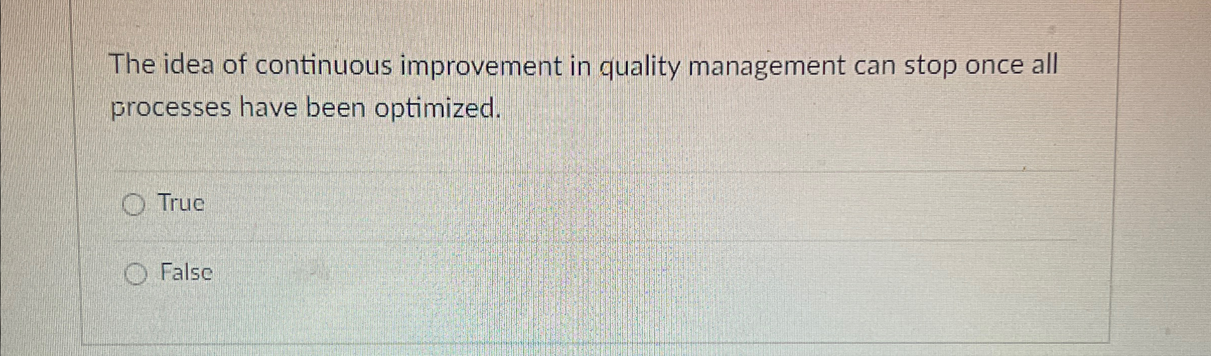 Solved The idea of continuous improvement in quality | Chegg.com