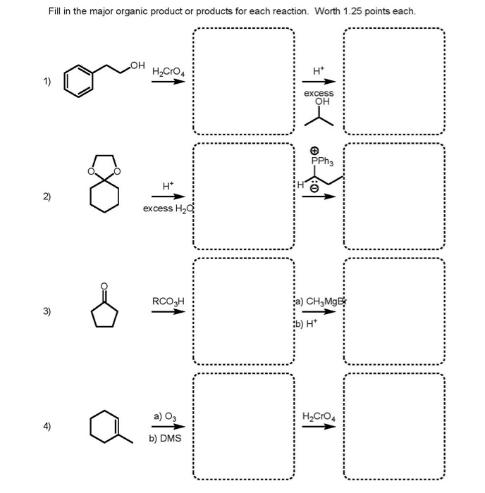 Solved Fill In The Major Organic Product Or Products For Chegg