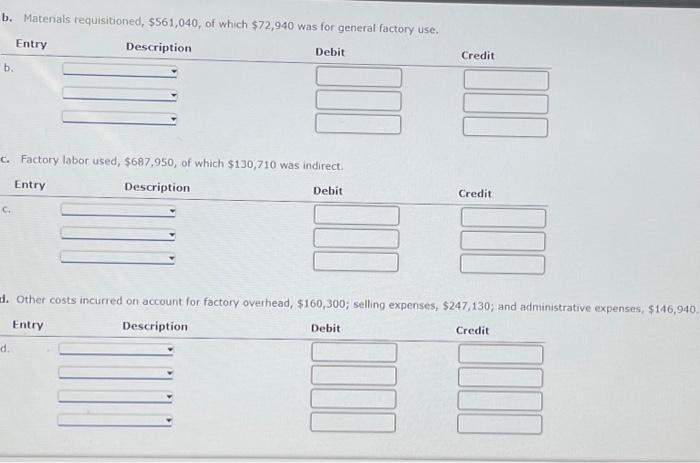 Solved Entries For Costs In Job Order Costing Royal | Chegg.com