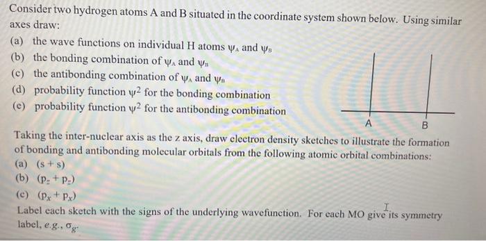 Solved Consider two hydrogen atoms A and B situated in the | Chegg.com