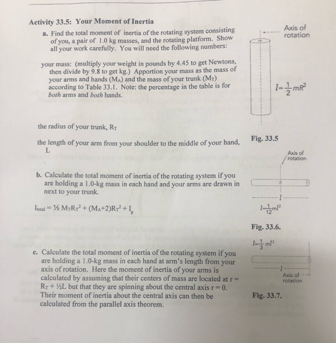 Solved: Activity 33.5: Your Moment Of Inertia A. Find The | Chegg.com
