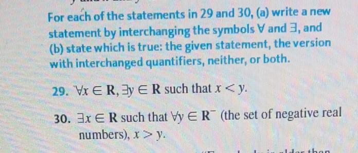 Solved For each of the statements in 29 and 30, (a) write a | Chegg.com