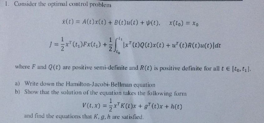 Solved Consider the optimal control | Chegg.com