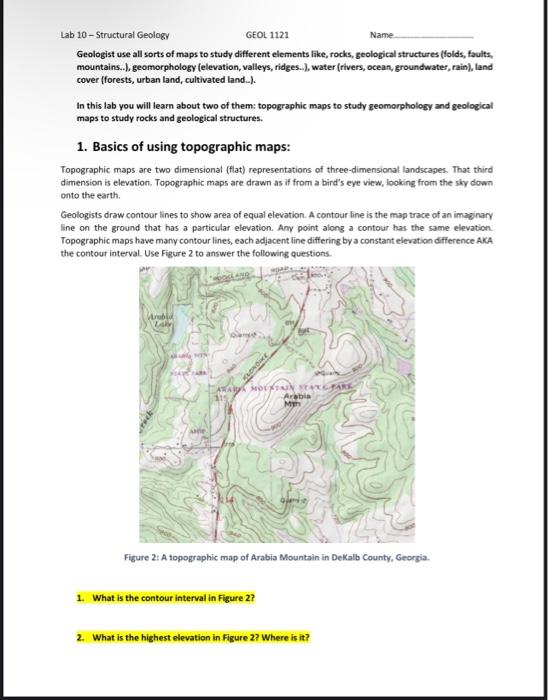 GEOL 1121 Name Lab 10 - Structural Geology Geologist | Chegg.com