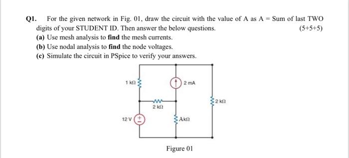 Solved Q1. For the given network in Fig. 01, draw the | Chegg.com