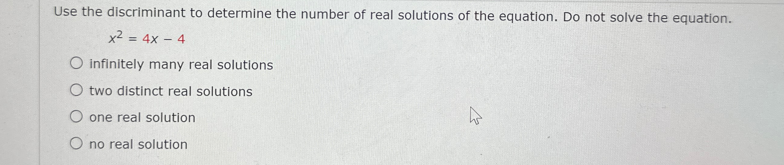 discriminant equation number of solutions