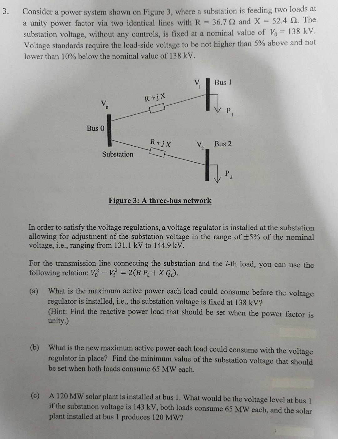 Solved Consider a power system shown on Figure 3, where a | Chegg.com