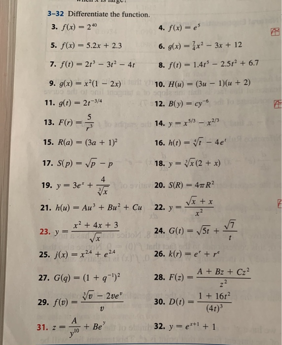 Solved Whilia 15 e 3 32 Differentiate The Function 3 Chegg Com