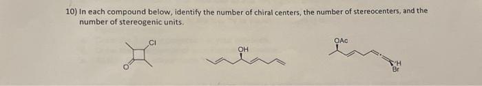 Solved 0) In each compound below, identify the number of | Chegg.com