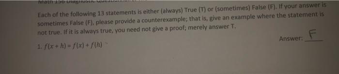 Solved Each of the following 13 statements is either | Chegg.com