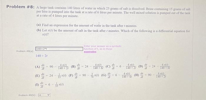 Solved Problem \#9: In Problem \#7 above the size of the | Chegg.com