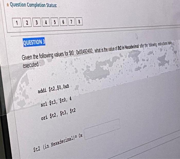 Solved Question Completion Status: 1 | 2 | 3 2 3 4 5 6 7 8 | Chegg.com