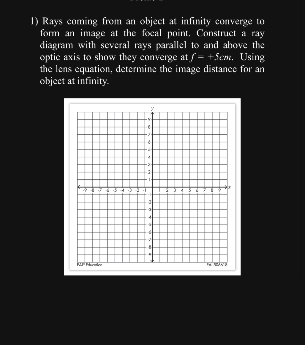 Solved Rays coming from an object at infinity converge to