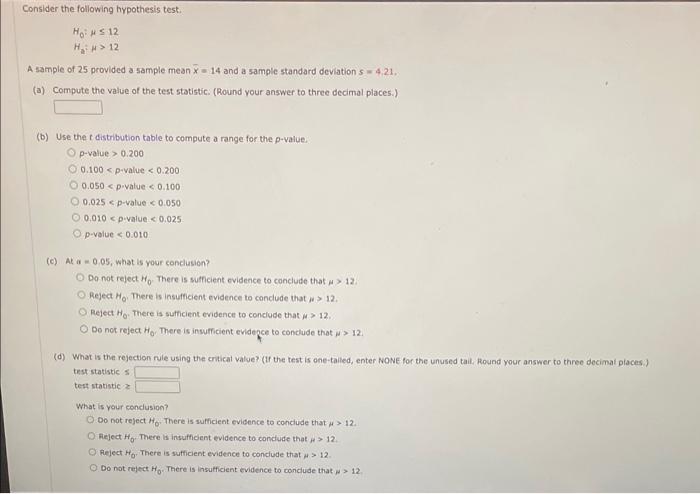 Solved Conslder the following hypothesis test. | Chegg.com