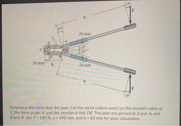 Solved 20 Mm Mbi 20 Mm T Determine The Force That The Jaws | Chegg.com