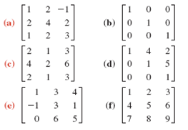 Solved: Determine the ranks of the following matrices using the de ...