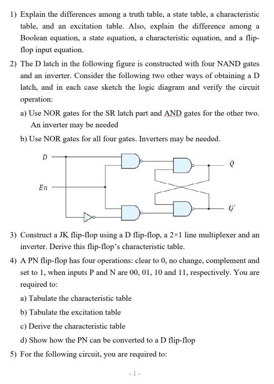 Solved 1) Explain the differences among a truth table, a