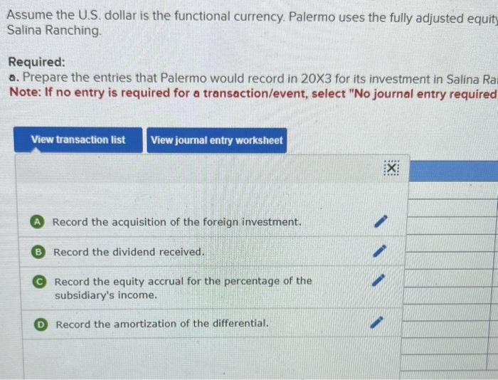 Solved Palermo incorporated purchased 80 percent of the