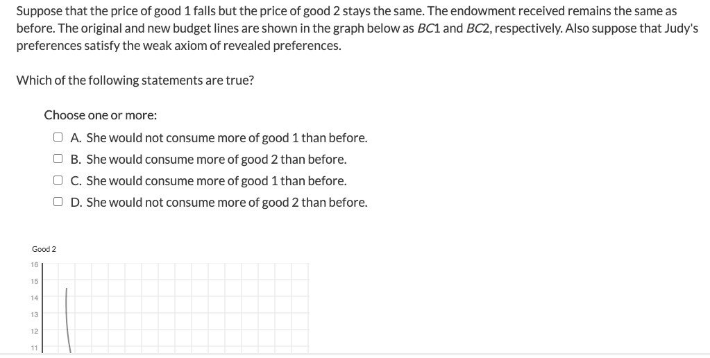 Solved Suppose that the price of good 1 falls but the price | Chegg.com