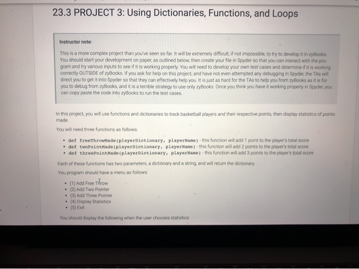 Solved 23.3 PROJECT 3: Using Dictionaries, Functions, and | Chegg.com