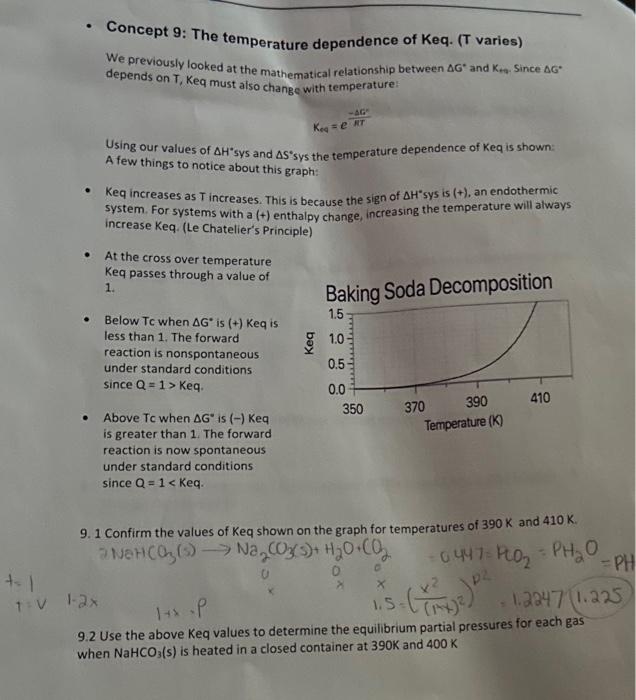 Solved Concept 9 The temperature dependence of Keq. (T