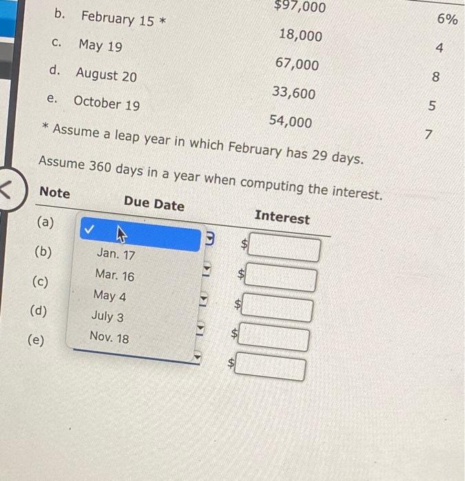 Solved Determine Due Date And Interest On Notes Determine | Chegg.com