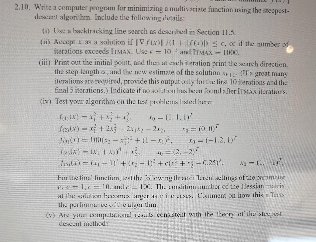 (If a 2.10. Write a computer program for minimizing a | Chegg.com