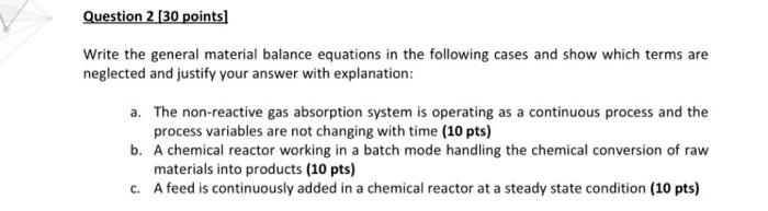Solved Question 2 (30 points] Write the general material | Chegg.com