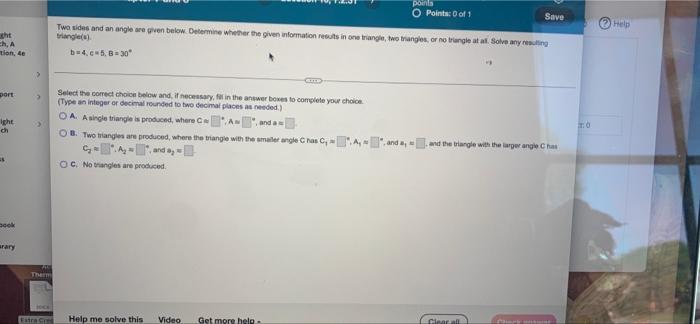 Solved points O Points: 0 of 1 Save Two sides and an angle | Chegg.com