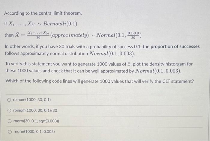 Solved According To The Central Limit Theorem, If | Chegg.com