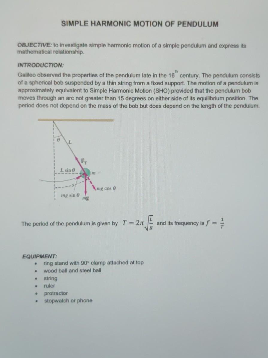 simple harmonic motion pendulum