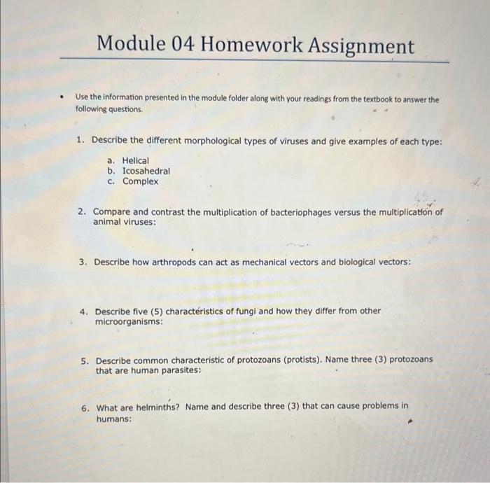 Solved Module 04 Homework Assignment Use the information | Chegg.com