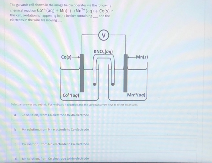 Solved The galvanic cell shown in the image below operates | Chegg.com