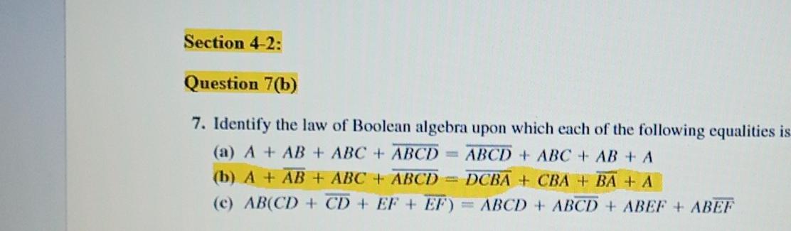 Solved Section 4-2: Question 7(b) 7. Identify The Law Of | Chegg.com