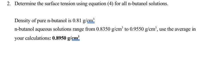 Determine surface tension with equation provided and | Chegg.com