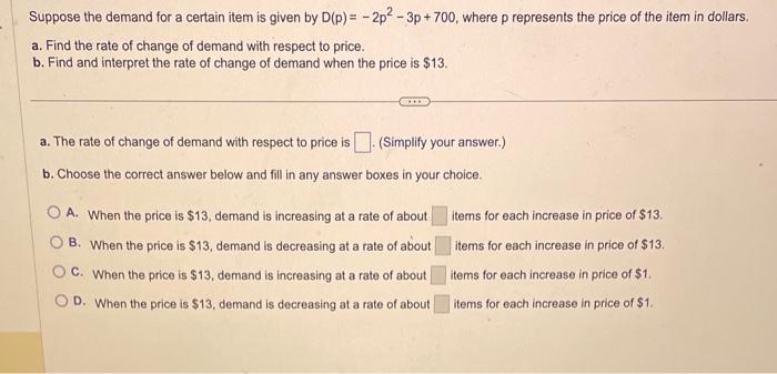 Solved Suppose the demand for a certain item is given by | Chegg.com
