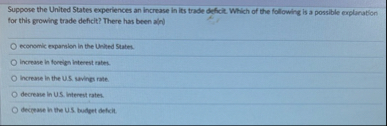 Solved Suppose the United States experiences an increase in | Chegg.com