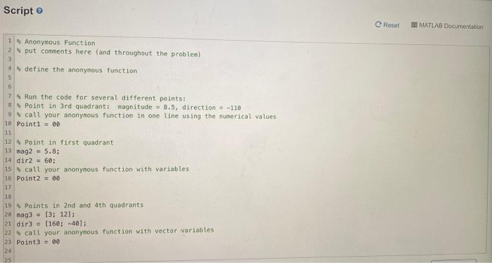 Solved 2. Anonymous function: x & y Location from magnitude | Chegg.com