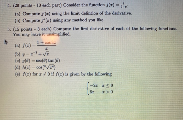 Solved 4 Points 10 Each Part Consider The Functio Chegg Com