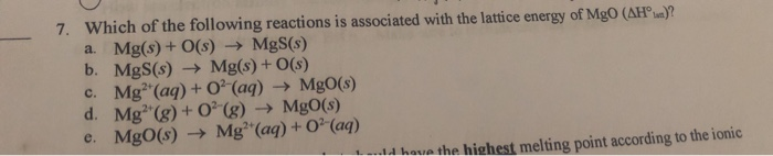 Solved 7. Which of the following reactions is associated | Chegg.com